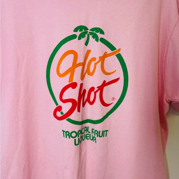 Vintage Hot Shot Tropical Fruit Liquer Pink T Shirt 1990s Unisex - Picture 2 of 8